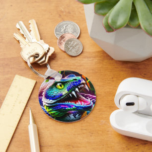 Cobra snake with vibrant turquoise and blue scales key ring