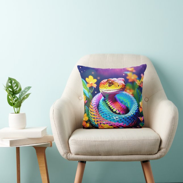 Cobra snake with vibrant turquoise pink and yellow cushion (Chair)