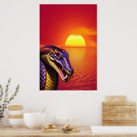 Cobra snake with vvibrant purple and yellow scales