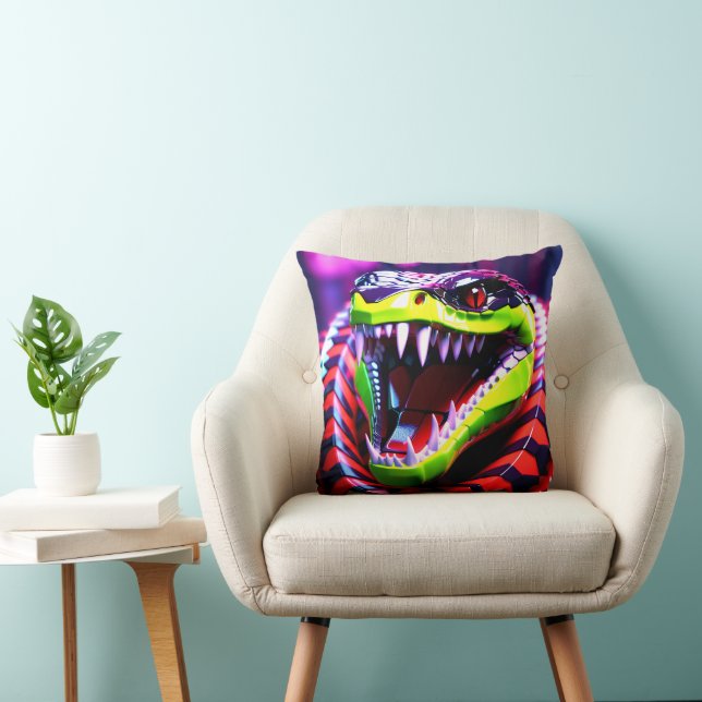 Cobra snake withlime green lips and pink eye brow cushion (Chair)