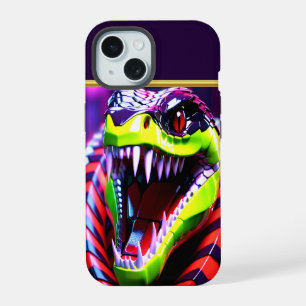 Cobra snake withlime green lips and pink eye brow iPhone 15 case