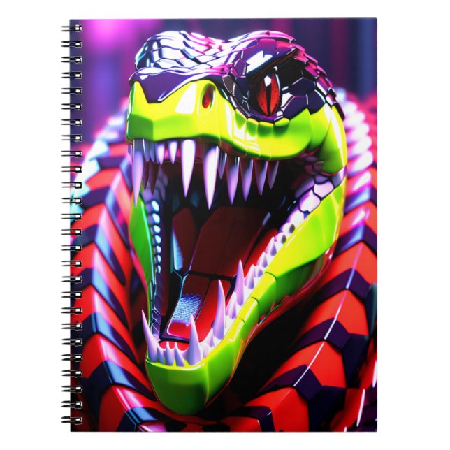 Cobra snake withlime green lips and pink eye brow notebook (Front)