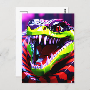 Cobra snake withlime green lips and pink eye brow postcard
