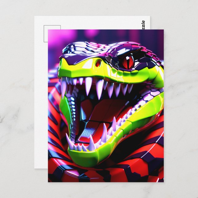 Cobra snake withlime green lips and pink eye brow postcard (Front/Back)