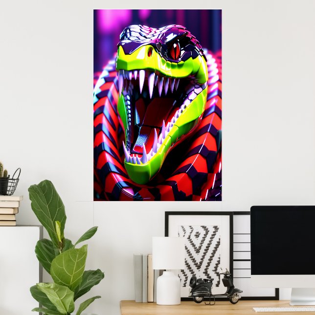 Cobra snake withlime green lips and pink eye brow poster (Home Office)