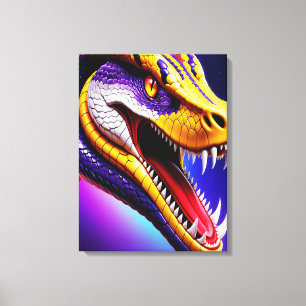 Cobra vibrant red purple white and yellow scales canvas print