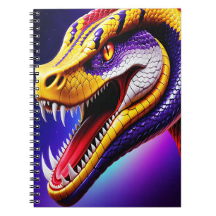 Cobra vibrant red purple white and yellow scales  notebook