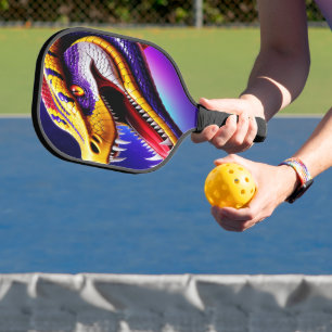 Cobra vibrant red purple white and yellow scales pickleball paddle