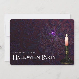 Cobweb, Spider & Candle Halloween Party Invite