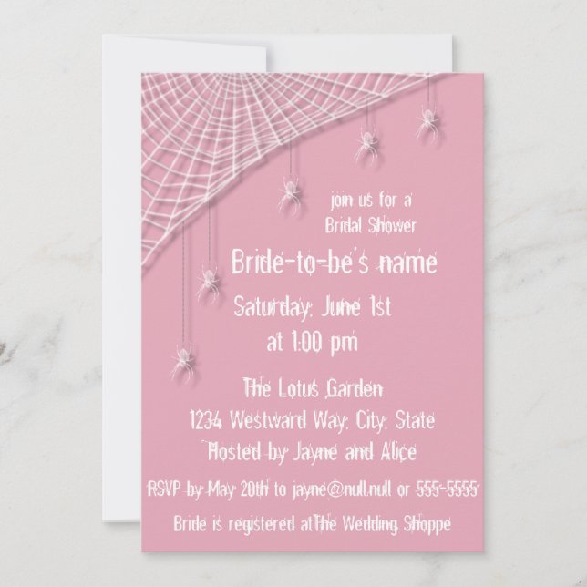 Cobwebs and White Spiders Bridal Shower Invitation (Front)