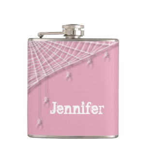Cobwebs and White Spiders Hip Flask