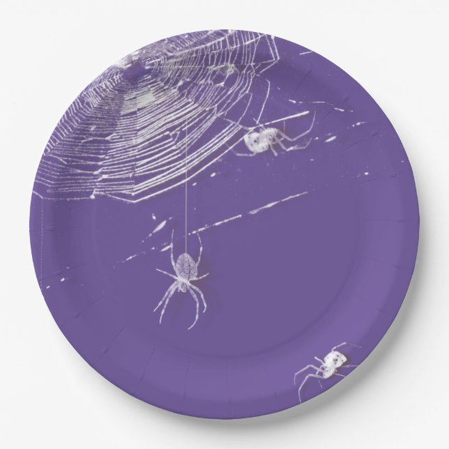 Cobwebs and White Spiders Paper Plate (Front)