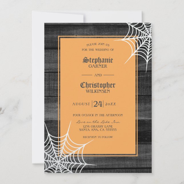 Cobwebs Gothic Halloween Wedding Invitation (Front)