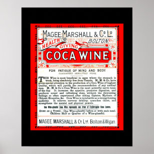 Coca Wine Vintage Remedy copy of 1800's ad Poster