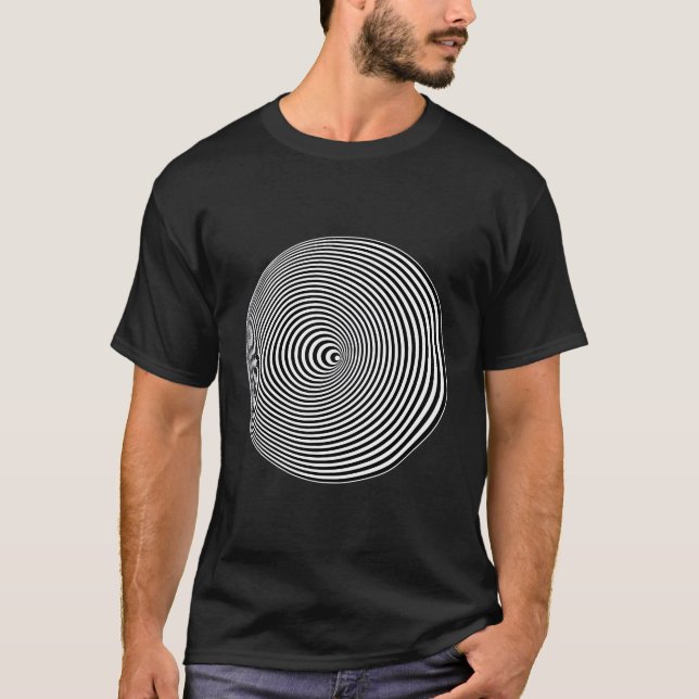 Cocentric Black White Circles Optical Illusion Tri T-Shirt (Front)