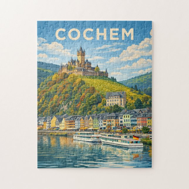 Cochem Germany Vintage Travel Art Jigsaw Puzzle (Vertical)