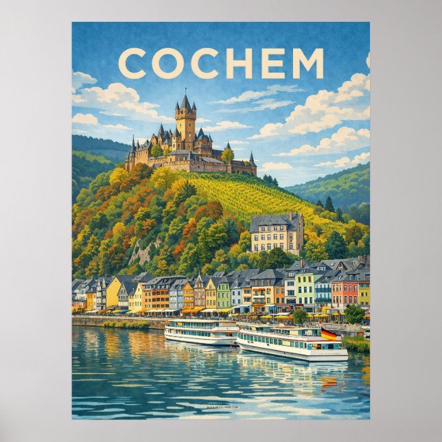 Cochem Germany Vintage Travel  Poster (Front)