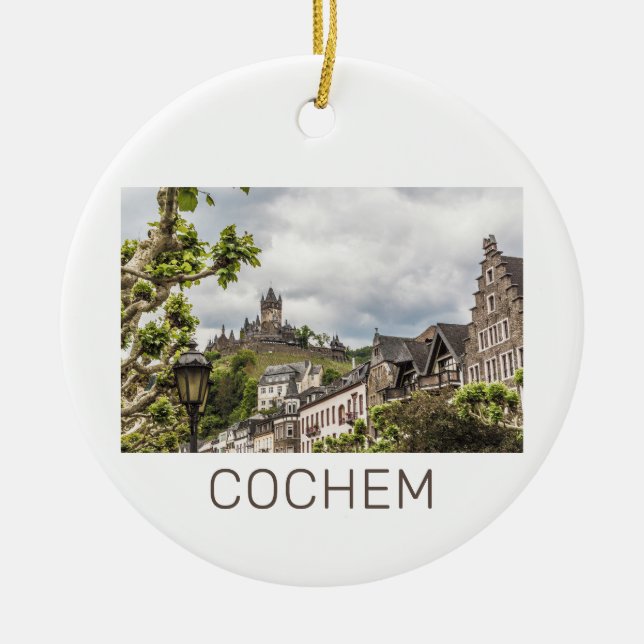 Cochem Moselle Panorama Germany Souvenir Ceramic Ornament (Front)
