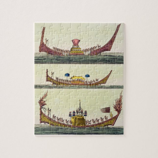 Cochin Chinese ships, illustration from 'Le Costum Jigsaw Puzzle (Vertical)