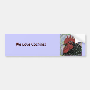 Cochin:  Decorative Rooster Head Bumper Sticker