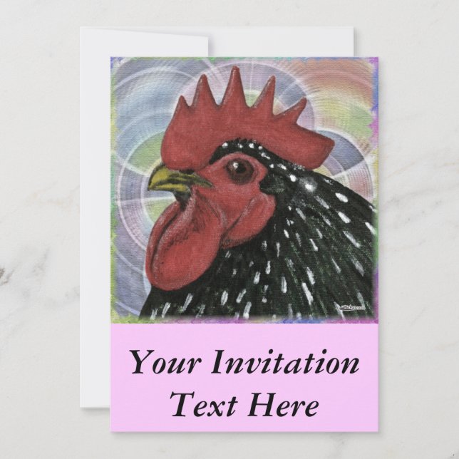 Cochin:  Decorative Rooster Head Invitation (Front)