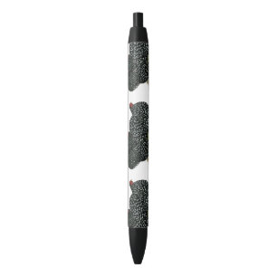 Cochin Mottled Chickens Black Ink Pen