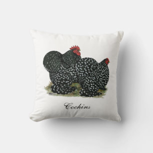 Cochin Mottled Chickens Cushion