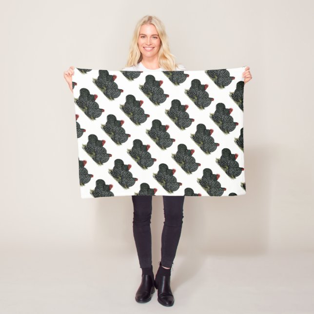 Cochin Mottled Chickens Fleece Blanket (In Situ)