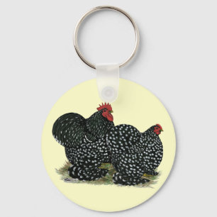 Cochin Mottled Chickens Key Ring