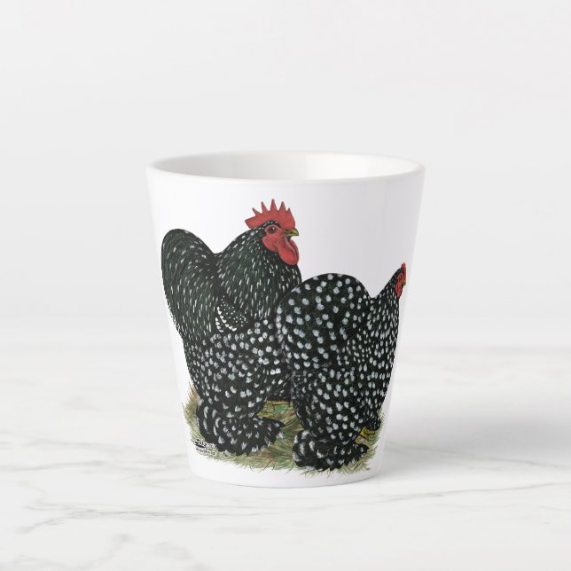 Cochin Mottled Chickens Latte Mug (Front)