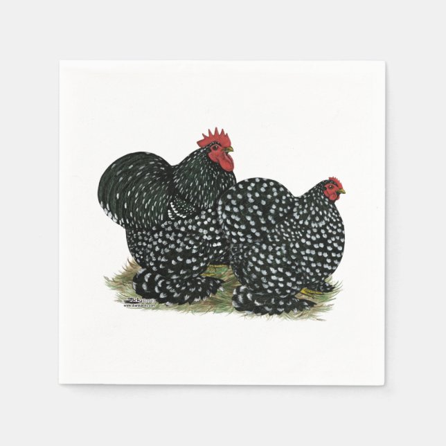 Cochin Mottled Chickens Napkin (Front)