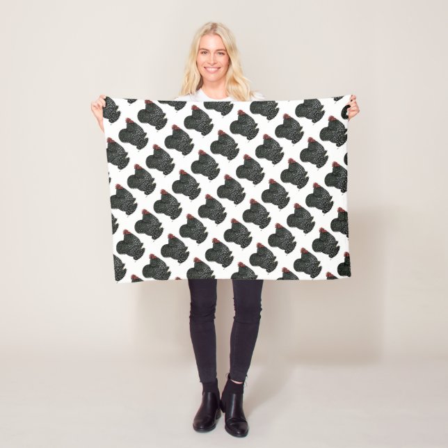 Cochin:  Mottled Rooster Fleece Blanket (In Situ)