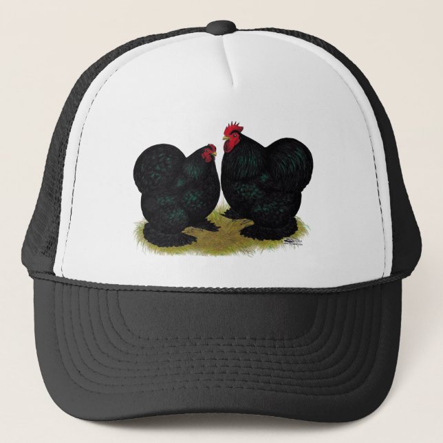 Cochins Black Bantam Pair Trucker Hat (Front)