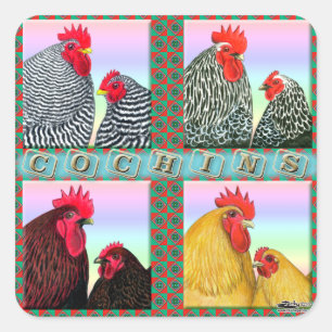Cochins Four Colours Square Sticker