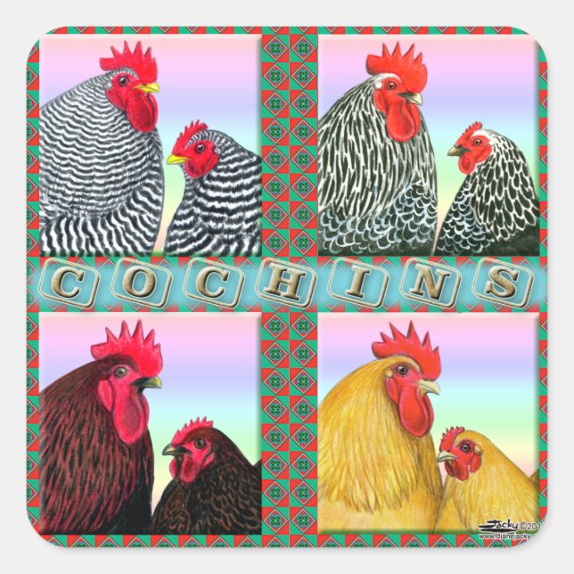 Cochins Four Colours Square Sticker (Front)
