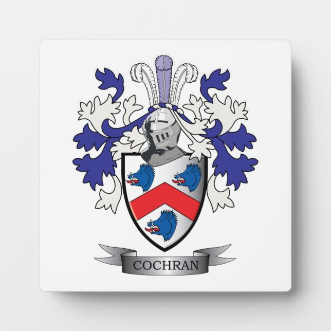 Cochran Family Crest Coat of Arms Plaque (Front)