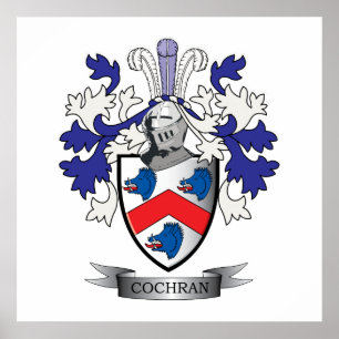 Cochran Family Crest Coat of Arms Poster