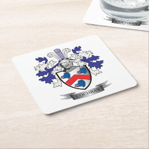 Cochran Family Crest Coat of Arms Square Paper Coaster