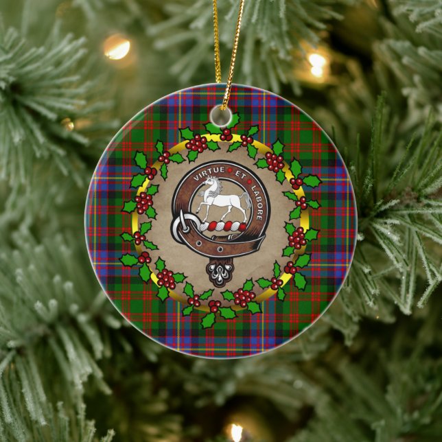 Cochrane Clan Badge & Tartan Personalised Xmas Ceramic Ornament (Tree)