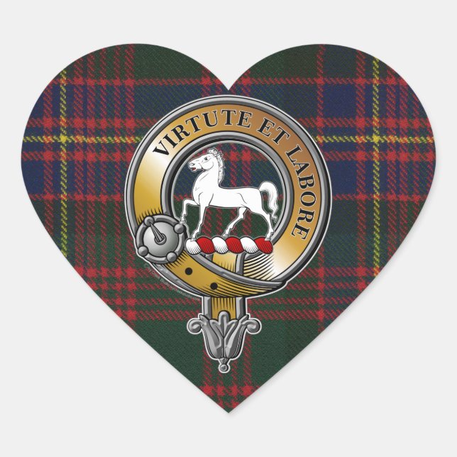 Cochrane Tartan & Badge Heart Sticker (Front)