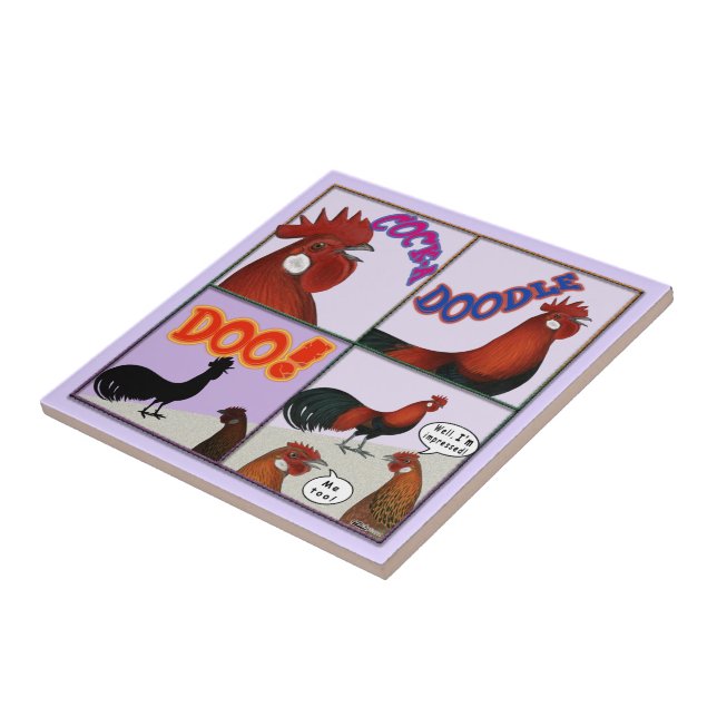 Cock-A-Doodle-Doo! Ceramic Tile (Side)