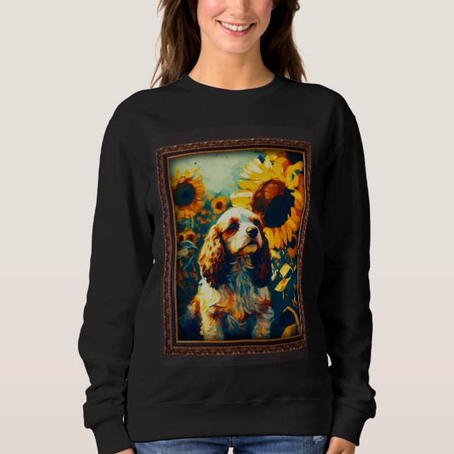 Cockalier Painting Sunflower Flower Mom Women Flor Sweatshirt (Front)