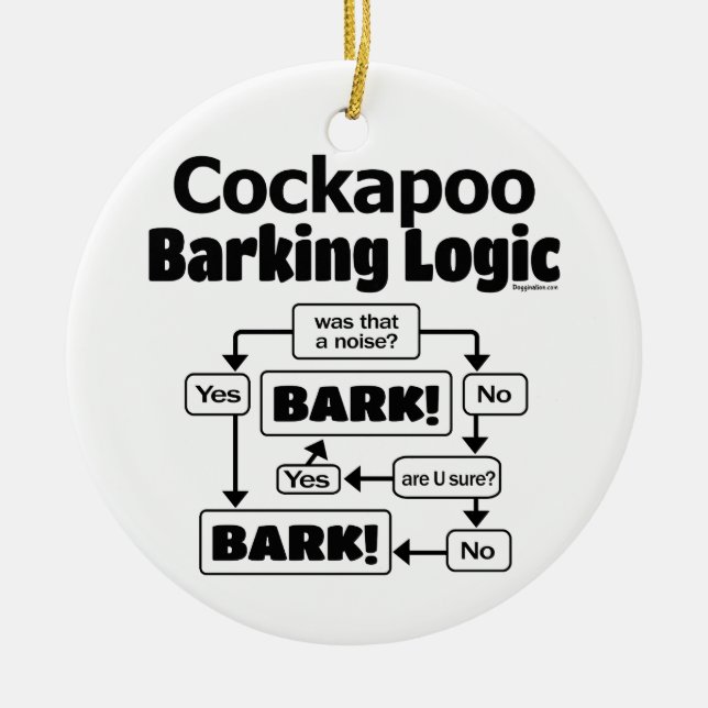 Cockapoo Barking Logic Ceramic Ornament (Front)