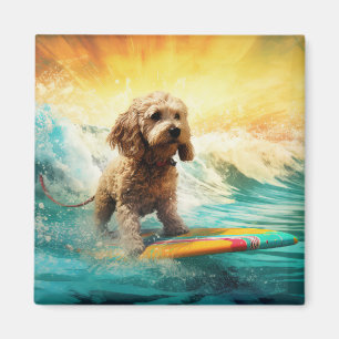 Cockapoo Beach Surfing Painting Magnet