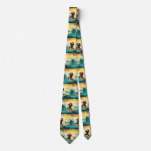 Cockapoo Beach Surfing Painting Tie