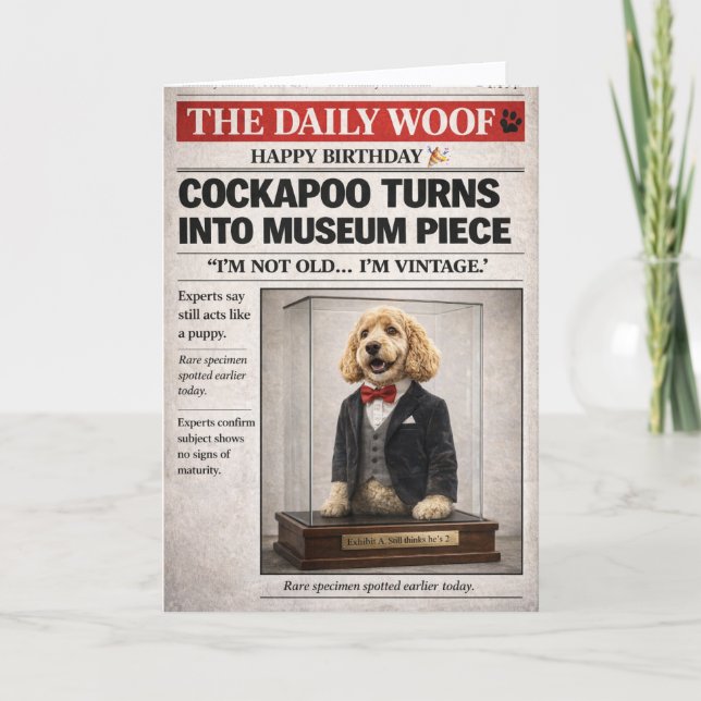 Cockapoo Birthday Card Funny Dog Vintage Joke (Front)