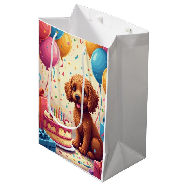 Cockapoo Birthday Celebration Medium Gift Bag (Front Angled)