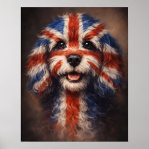 Cockapoo British Flag Dog Wall Art Poster