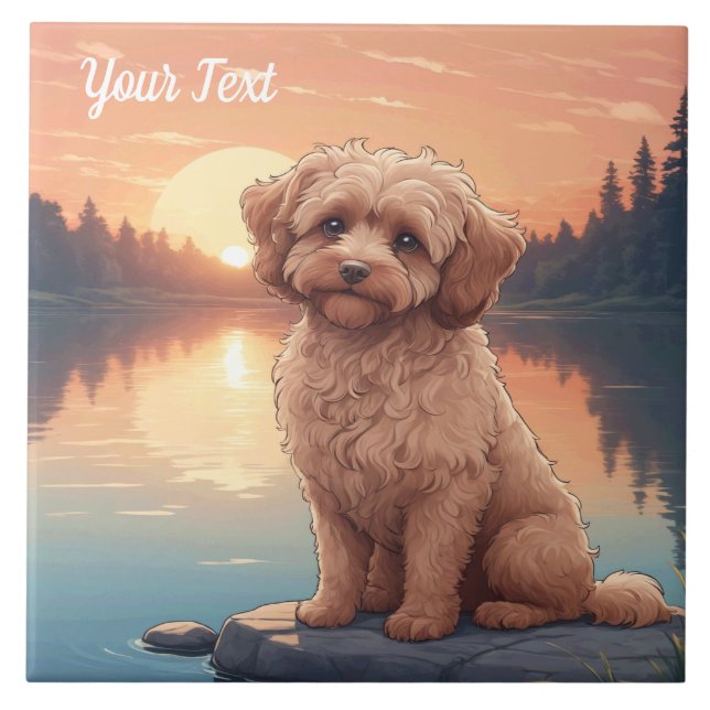 Cockapoo by Lake Ceramic Tile (Front)