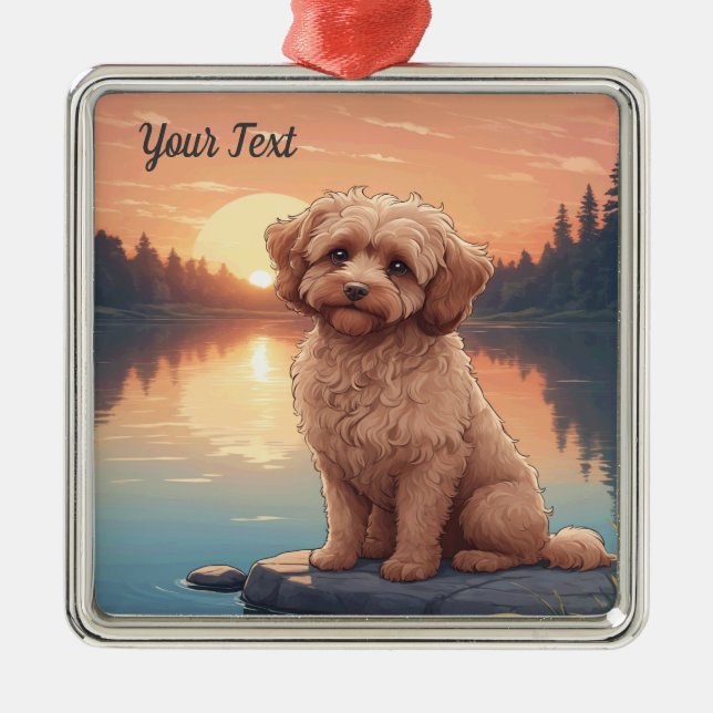 Cockapoo by Lake Metal Ornament (Front)